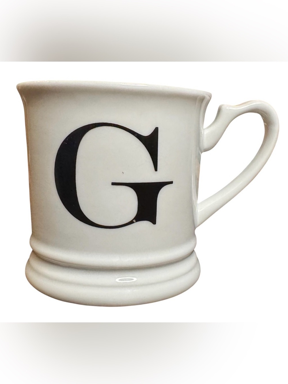 Williams-Sonoma Monogram Initial "G" Coffee Mug White Black Letter